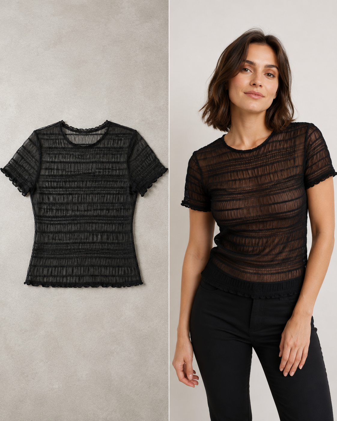 Remera Sheer Fruncida